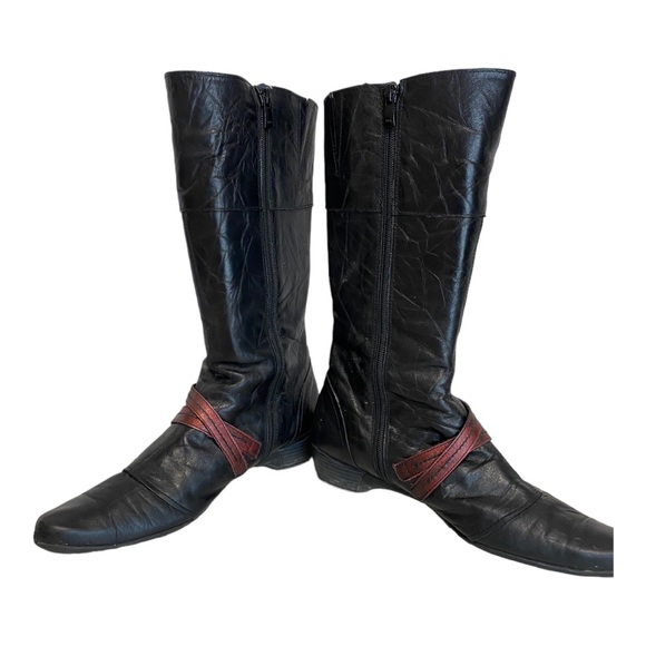 DorKing By Fluchos - Black leather Flat Dress/Biker Boot - 9 - Picture 8 of 12